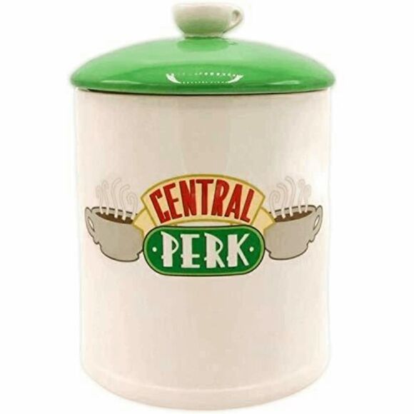 Silver Buffalo Friends Central Perk Logo Ceramic Cookie Jar, Large, White/Green - Picture 1 of 6